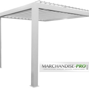 Pergola bioclimatique aluminium standard adossée blanche ou grise