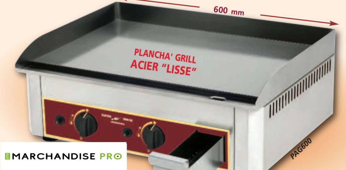 Plancha plaque à snacker acier lisse gaz