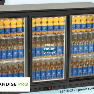 Arrière bar réfrigérée 3 portes vitrées