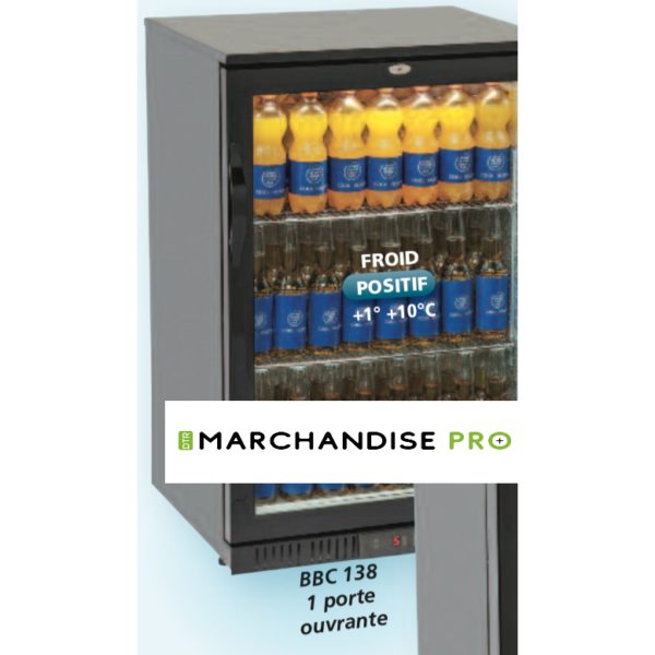 Arrière bar réfrigérée 1 porte vitrée