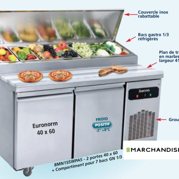 Table Pizza réfrigérée 2 portes