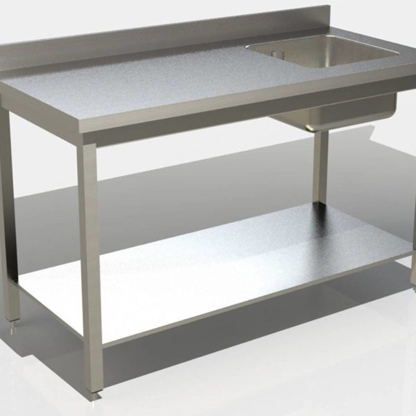 Table du Chef Inox Murale Bac à Droite - Lg 1600 mm