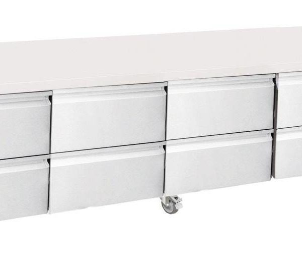 Soubassement Réfrigéré Positif - 8 Blocs Tiroirs sur Roulettes - UGN4-SH-8D-W