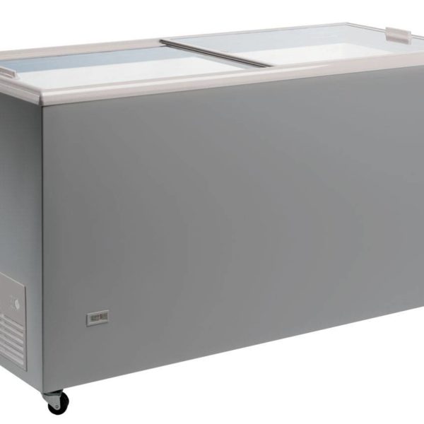 Congélateur Coffre 440 Litres - Aspect Inox - Couvercle Vitré - ICE 500 TVS