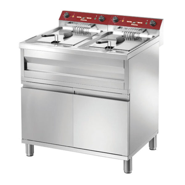Friteuse Électrique sur Coffre 2 x 09 Litres avec Cuve Emboutie