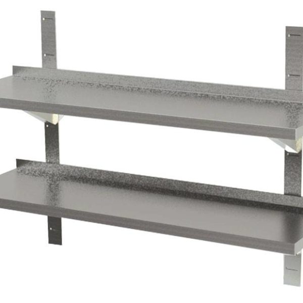 Étagère Murale Inox Double Réglable sur 2 Crémaillères Lg 1200