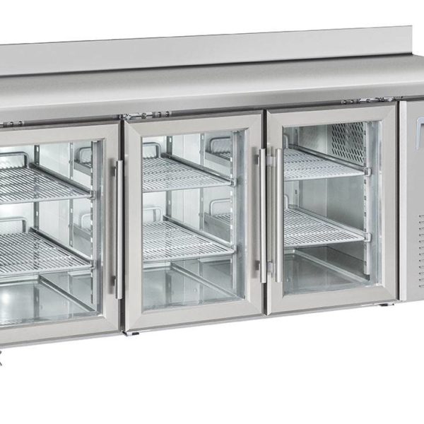 Desserte Murale Snack 3 Portes Vitrées Positive / Roulettes - SRG 3200