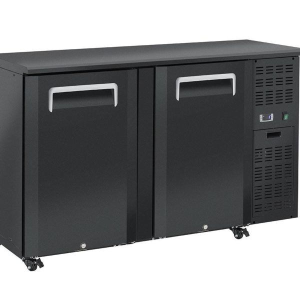 Arrière Bar Réfrigéré 2 Portes Pleines en Skinplate Anthracite - QB 200