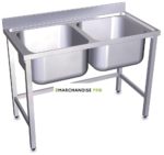Plonge inox 2 bacs sans égouttoir