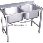 Plonge inox 2 bacs sans égouttoir
