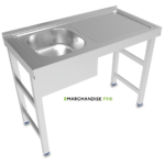 Plonge en Inox sur pied - 1 Bac égouttoir à DROITE - Largeur = 50 cm