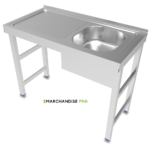Plonge en Inox sur pied – 1 Bac égouttoir à GAUCHE – Largeur = 50 cm