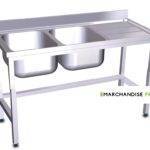 Plonge en Inox sur pied égouttoir à DROITE