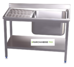Plonge en Inox sur pied avec étagère basse-1 Bac & égouttoir GAUCHE
