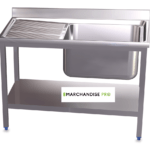Plonge en Inox sur pied avec étagère basse-1 Bac & égouttoir GAUCHE