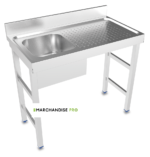 Plonge en Inox sur pied - 1 Bac égouttoir à DROITE