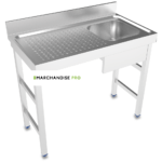 Plonge Professionnelle INOX - 1 Bac égouttoir GAUCHE - Largeur : 50cm