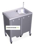 Plonge autonome en Inox, portable & mobile, avec égouttoir à gauche – Image 3