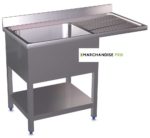 Plonge en Inox pour lave-vaisselle avec 1 bac & égouttoir à DROITE