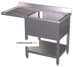 Plonge en Inox pour lave-vaisselle avec 1 bac & égouttoir à GAUCHE