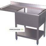 Plonge en Inox pour lave-vaisselle avec 1 bac & égouttoir à GAUCHE