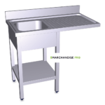 Plonge Inox pour lave-vaisselle petit espace avec 1 Bac & égouttoir DROIT