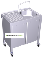 Plonge Autonome Portable - Eau Froide avec égouttoir à GAUCHE