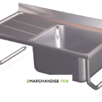 Plonge en Inox suspendue avec équerres 1 bac égouttoir GAUCHE