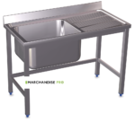 Plonge Inox Professionnelle-1 Bac égouttoir DROIT - Largeurs : 60 & 70cm