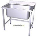 Plonge en inox sur pied sans étagère basse avec 1 bac grande capacité