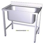 Plonge en inox sur pied sans étagère basse avec 1 bac grande capacité