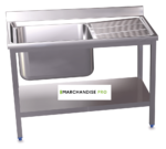 Plonge en Inox sur pied avec étagère basse - 1 Bac & égouttoir DROIT