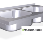 Plonge en Inox Suspendue Largeur 50 cm. 2 Bacs