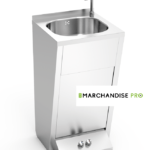 Lave-mains en inox sur pied 2 commandes eau chaude & froide