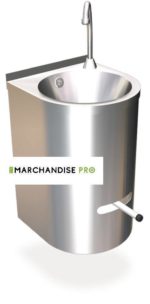 Lave mains mural rond en Inox à levier – Image 3