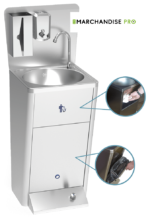 Lave-mains en Inox sur pied intégral Avec distributeur de savon & papier – Image 3