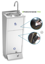 Lave mains Inox sur pied XS avec corbeille à papier - Eau chaude et froide – Image 3