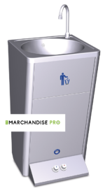 Lave mains sur pied - Autonome & portable - 2 poussoirs d'eau froide & chaude – Image 2