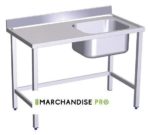 Table adossée de Chef en Inox - Bac à Droite – Image 3
