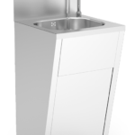 Lave mains Inox sur pied + Distributeur de savon en Inox + Dosseret inox 