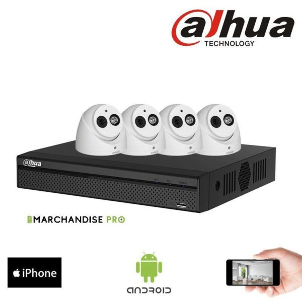 KIT CAMERA VIDEOSURVEILLANCE DAHUA 5MP 4 DÔMES 5MP 50M