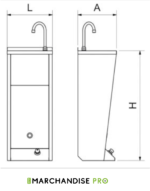 Lave mains Inox sur pied XS avec corbeille à papier - Eau chaude et froide – Image 2