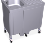 Plonge autonome en Inox portable & mobile avec égouttoir à droite