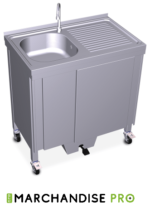 Plonge autonome en Inox portable & mobile avec égouttoir à droite