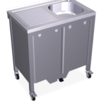 Plonge autonome en Inox, portable & mobile, avec égouttoir à gauche