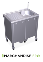 Plonge autonome en Inox, portable & mobile, avec égouttoir à gauche