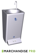 Lave mains sur pied - Autonome & portable - 2 poussoirs d'eau froide & chaude