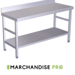 Table adossée en Inox - Avec étagère Basse