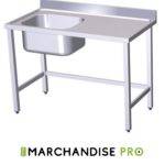 Table adossée de Chef en Inox - Bac à Gauche