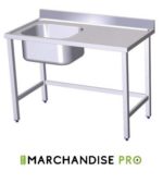 Table adossée de Chef en Inox - Bac à Gauche